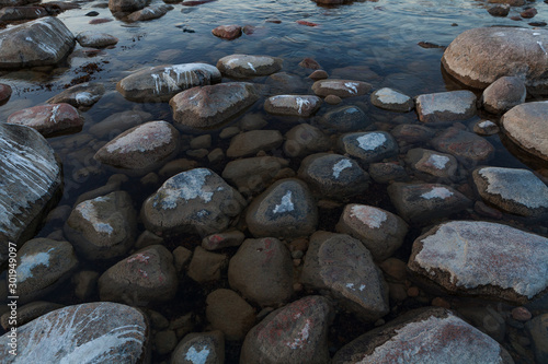 Rocky sea shore. Wilderness. Beautiful Purekkari peninsula, part of Lahemaa national park. Estonia. photo