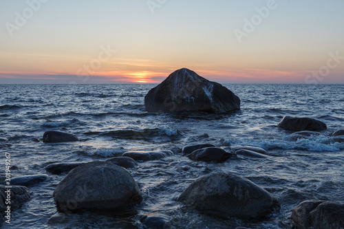 Rocky sea shore. Wilderness. Beautiful Purekkari peninsula, part of Lahemaa national park. Estonia. photo