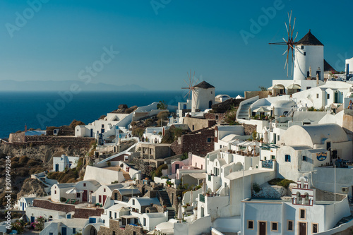 View of city of Oia Santorini Greece