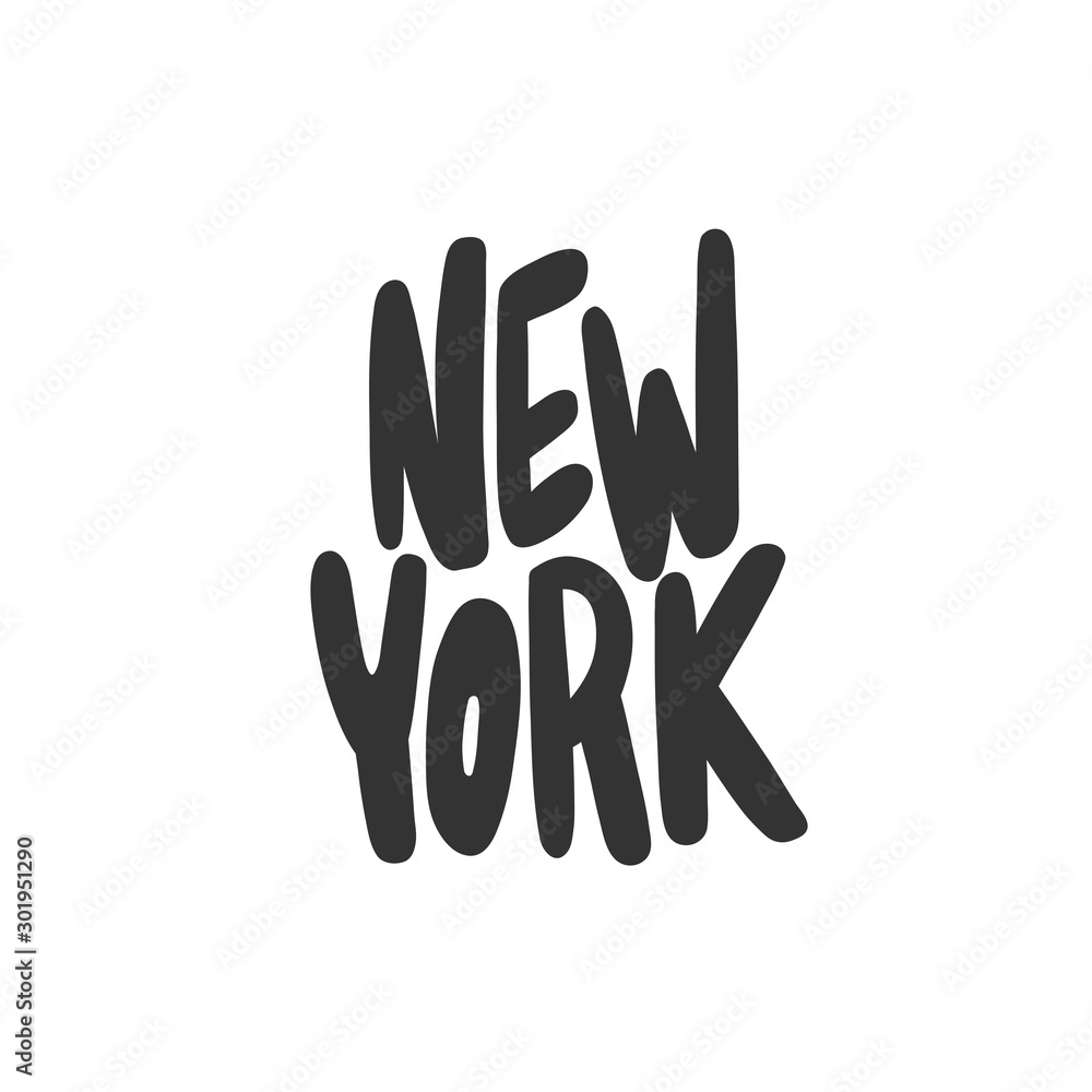 Obraz premium New York. Sticker for social media content. Vector hand drawn illustration design. 