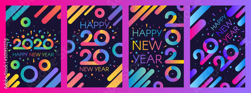 2020 New Year vector poster templates set