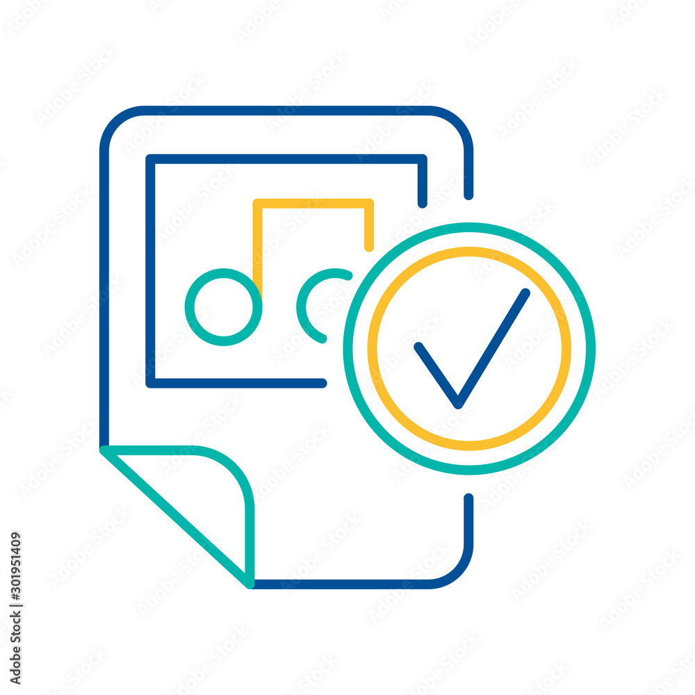 Music file blue and yellow linear icon Music file blue and yellow linear icon