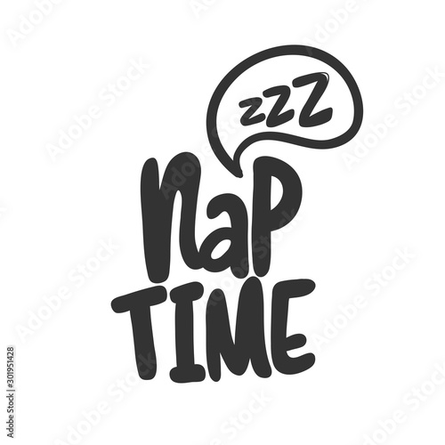 Nap time. Sticker for social media content. Vector hand drawn illustration design. 