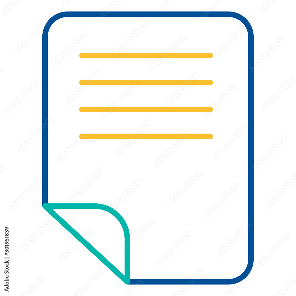 Office notes folder blue and yellow linear icon Office notes folder blue and yellow linear icon