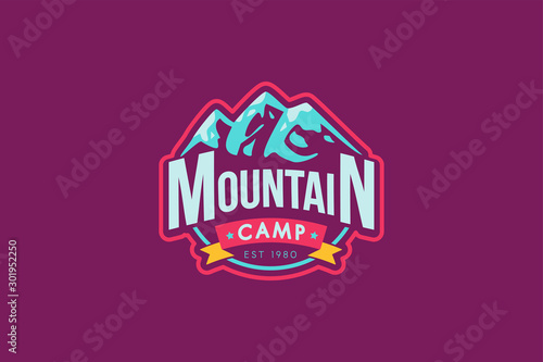 Mountain camp vector logo template