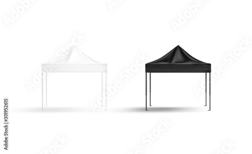 Blank black and white pop-up canopy tent mock up, isolated