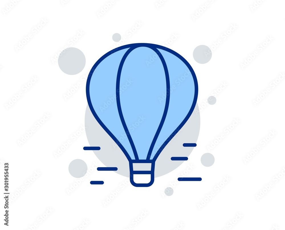 Air balloon line icon. Flight transport with basket sign. Amusement park symbol. Linear design sign. Colorful air balloon icon. Vector Air balloon line icon. Flight transport with basket sign. Amusement park symbol. Linear design sign. Colorful air balloon icon. Vector