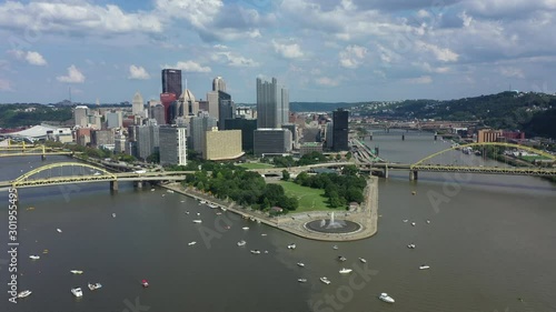 Pittsburgh downtown aerial cityscape Pennsylvania USA photo