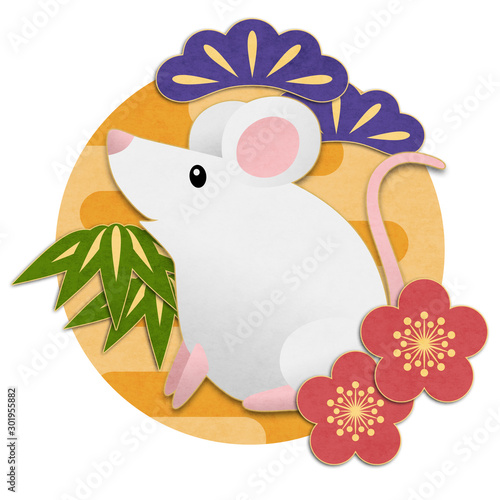 和紙風白ねずみイラスト 松竹梅 Stock イラスト Adobe Stock 和紙風白ねずみイラスト 松竹梅 Stock イラスト Adobe Stock