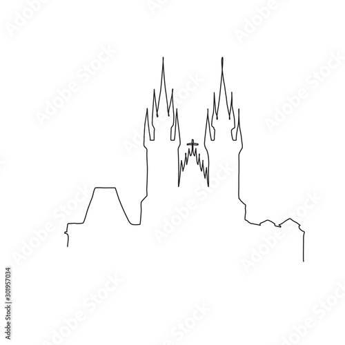 Prague one line drawing art