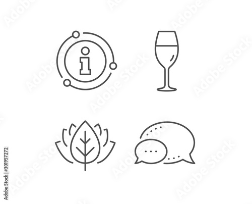 Wine glass line icon. Chat bubble, info sign elements. Burgundy glass sign. Linear wineglass outline icon. Information bubble. Vector