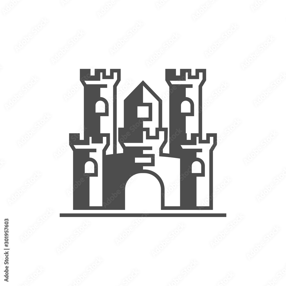 Castle logo design Vector Template. Abstract. Isolated building on white background, illustration