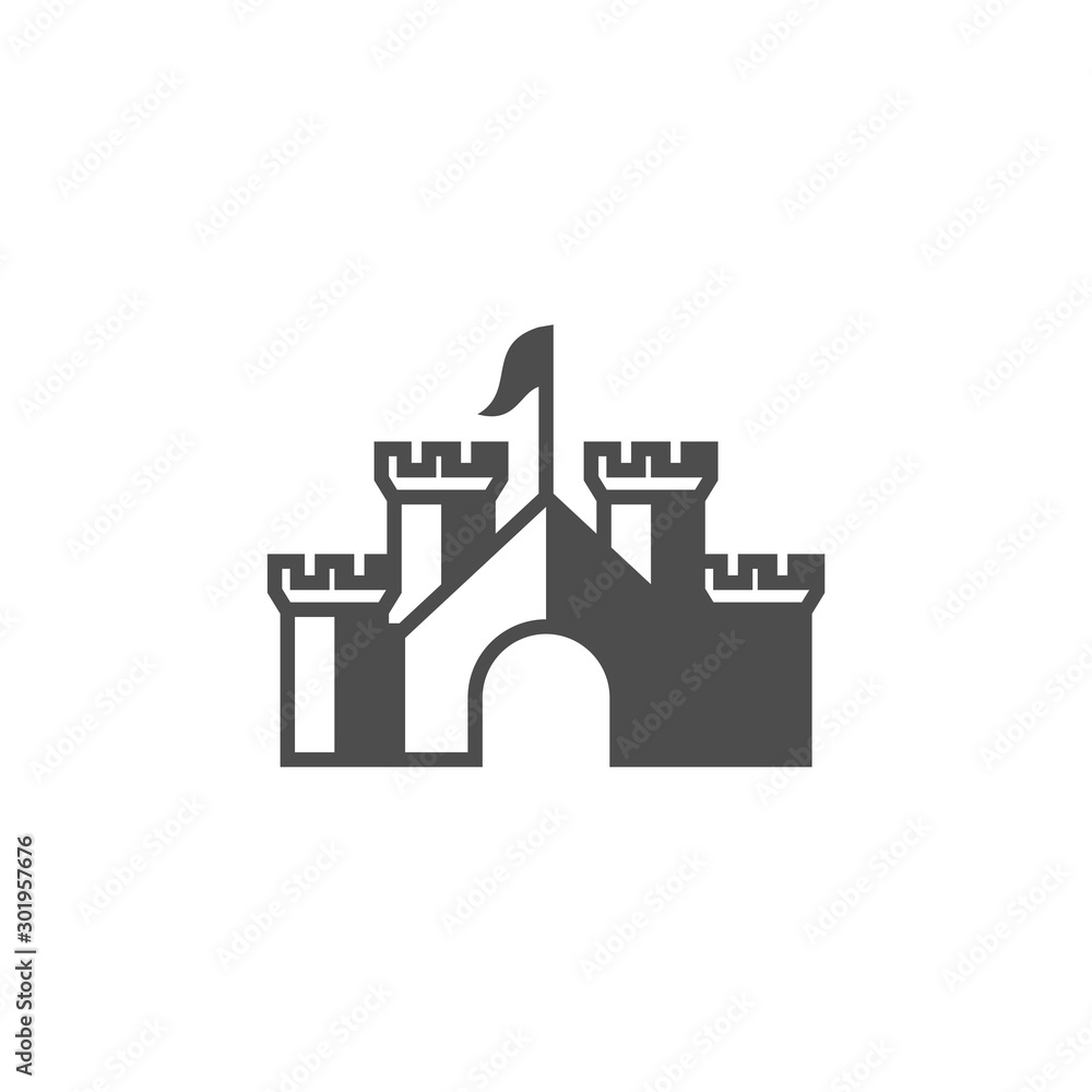 Castle logo design Vector Template. Abstract. Isolated building on white background, illustration