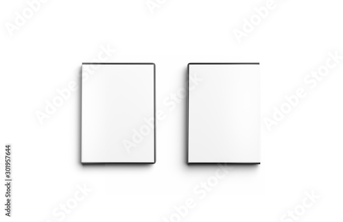 Canvas Print Blank white closed dvd disk case mockup, frond and back