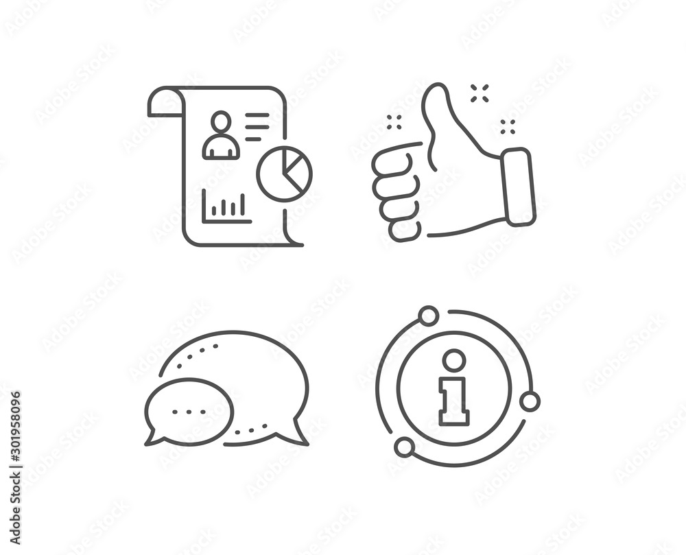 Report line icon. Chat bubble, info sign elements. Business management sign. Employee statistics symbol. Linear report outline icon. Information bubble. Vector Report line icon. Chat bubble, info sign elements. Business management sign. Employee statistics symbol. Linear report outline icon. Information bubble. Vector