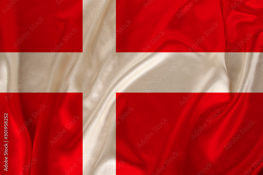 photo of the national flag of Denmark on a luxurious texture of satin, silk with waves, folds and highlights, close-up, copy space, concept of travel, economy and state policy, illustration photo of the national flag of Denmark on a luxurious texture of satin, silk with waves, folds and highlights, close-up, copy space, concept of travel, economy and state policy, illustration