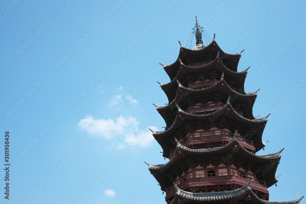 Suzhou,China-September 17, 2019: Ruiguang Tower in Nan Men, Suzhou, China