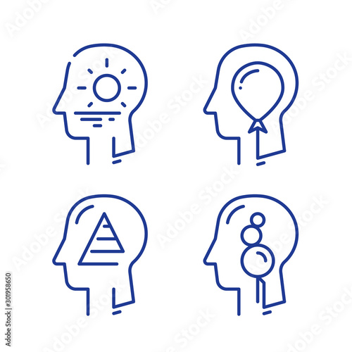 Human head profile, cognitive psychology or psychotherapy concept, self esteem or ego