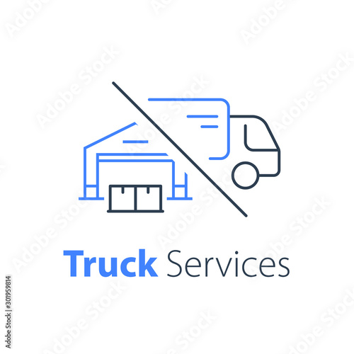 Truck delivery, transportation company, distribution service, logistics solution
