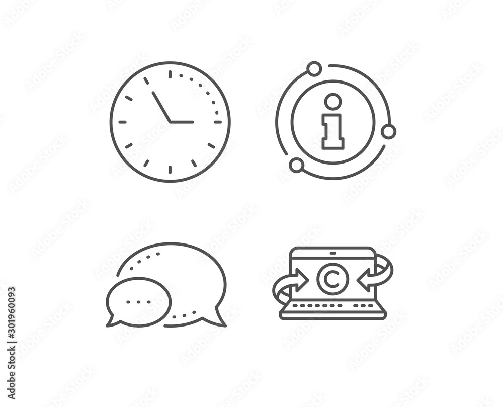 Copywriting notebook line icon. Chat bubble, info sign elements. Сopyright sign. Media content symbol. Linear copywriting notebook outline icon. Information bubble. Vector Copywriting notebook line icon. Chat bubble, info sign elements. Сopyright sign. Media content symbol. Linear copywriting notebook outline icon. Information bubble. Vector