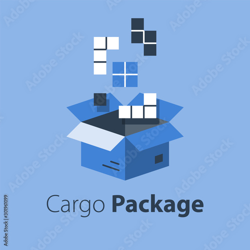 Logistics services, assemble parcel, multiple shop order, pack large set of items in box