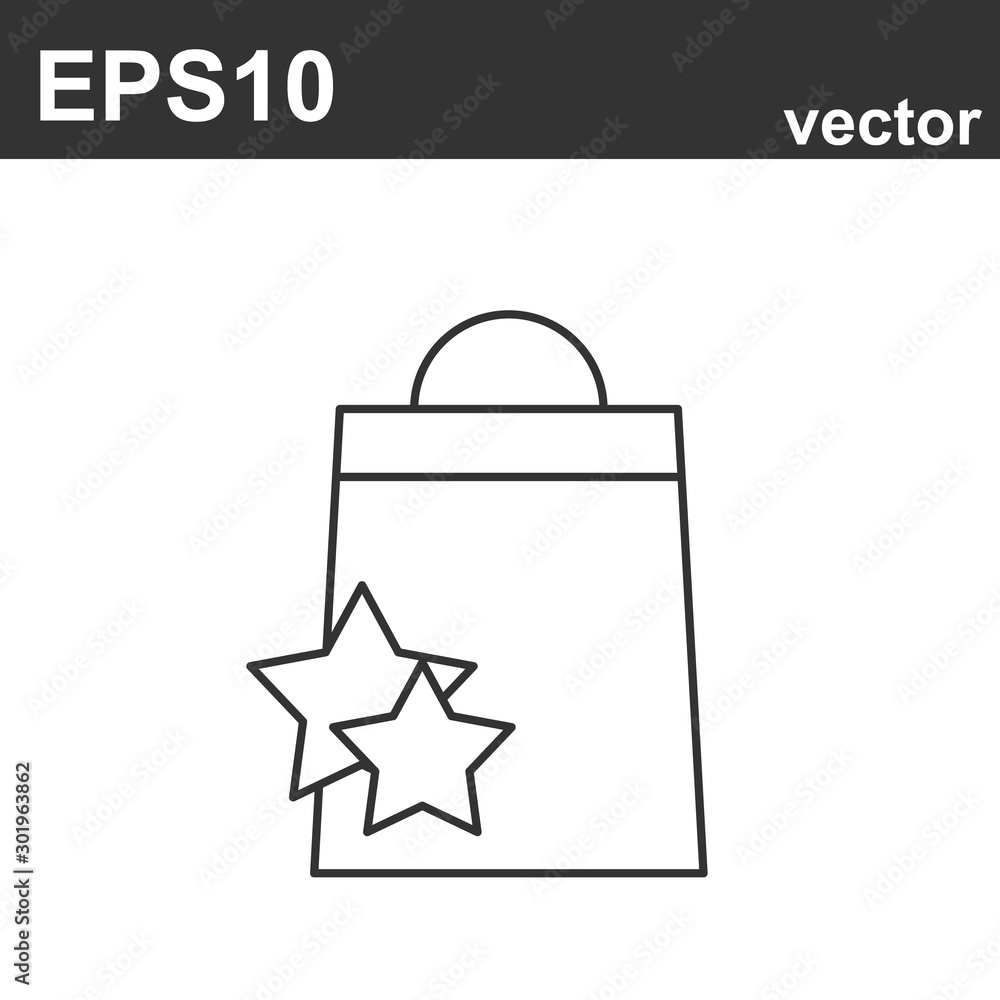 Package with star. Vector Loyalty program line icons