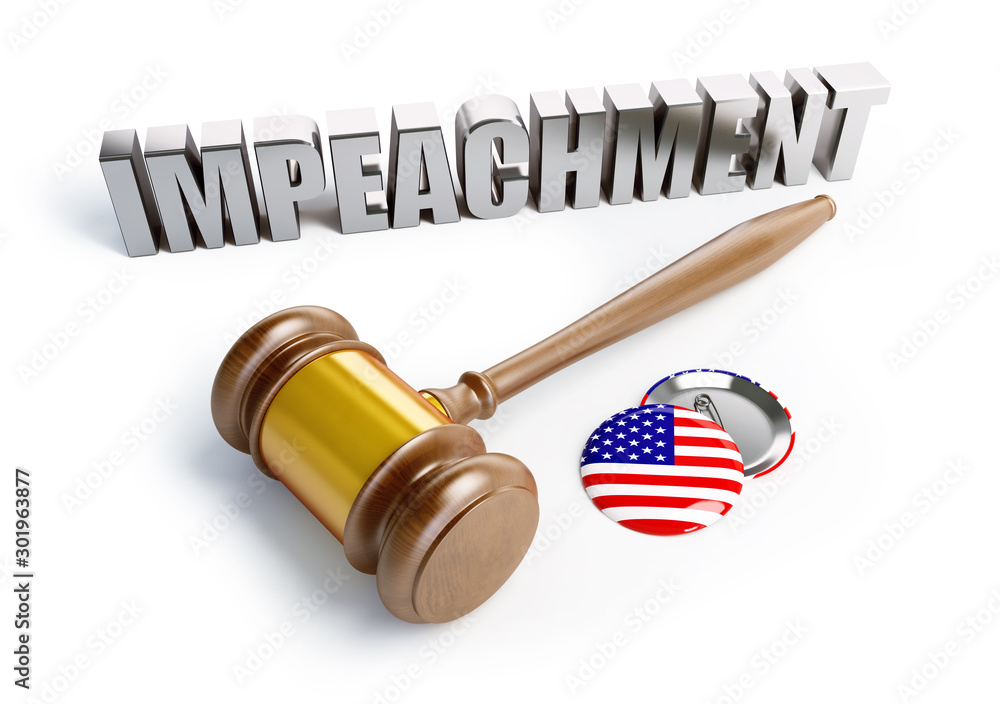 law impeachment of the USA president on a white background 3D illustration, 3D rendering