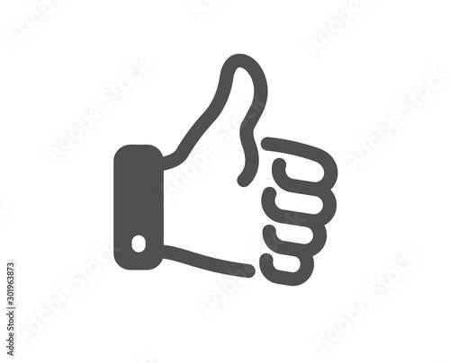 Thumbs up finger sign. Like hand icon. Gesture symbol. Classic flat style. Simple like hand icon. Vector