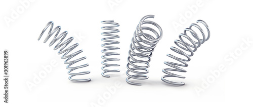 metal jumping spring isolated on a white background 3D illustration, 3D rendering