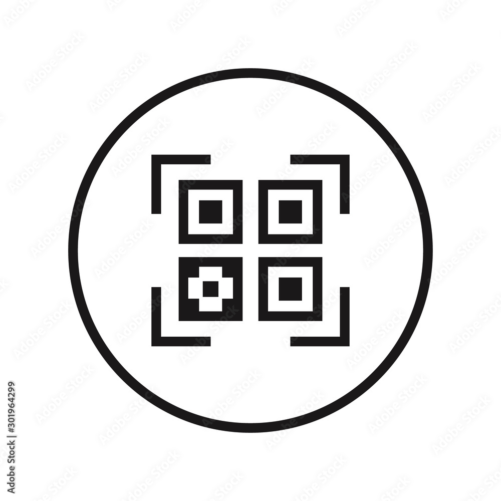 QR code icon. Stroke outline style. Vector. QR code icon. Stroke outline style. Vector.