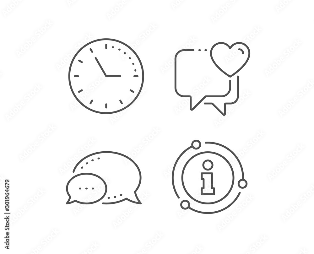 Heart line icon. Chat bubble, info sign elements. Love chat sign. Valentine day symbol. Linear heart outline icon. Information bubble. Vector Heart line icon. Chat bubble, info sign elements. Love chat sign. Valentine day symbol. Linear heart outline icon. Information bubble. Vector