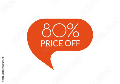 Sale sticker. 80 percent price off discount label or tag. Promo badge for advertising design. Vector illustration.