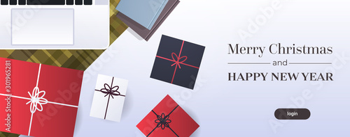 Happy new year merry Christmas poster workplace