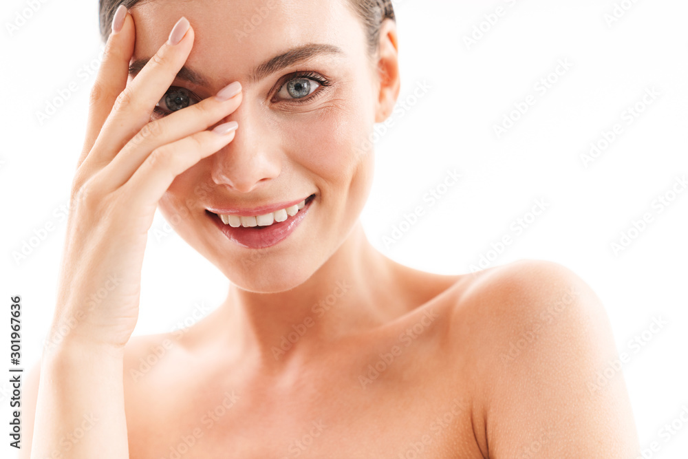 Beauty portrait of an attractive young topless brunette woman Beauty portrait of an attractive young topless brunette woman