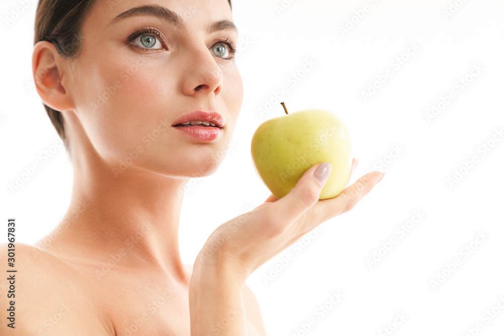 Beauty portrait of an attractive young topless brunette woman Beauty portrait of an attractive young topless brunette woman