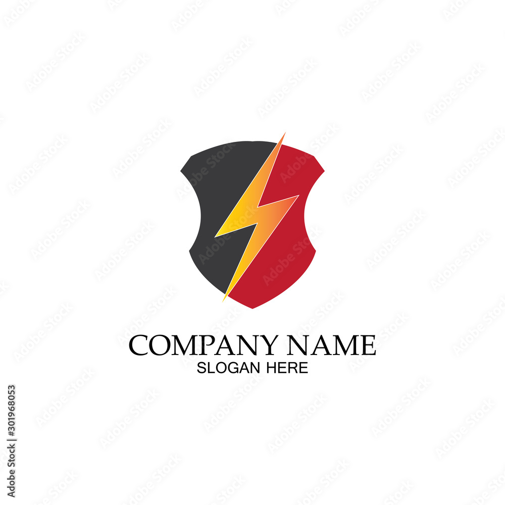 thunder shield vector logo template.this graphic suitable for electric business-vector