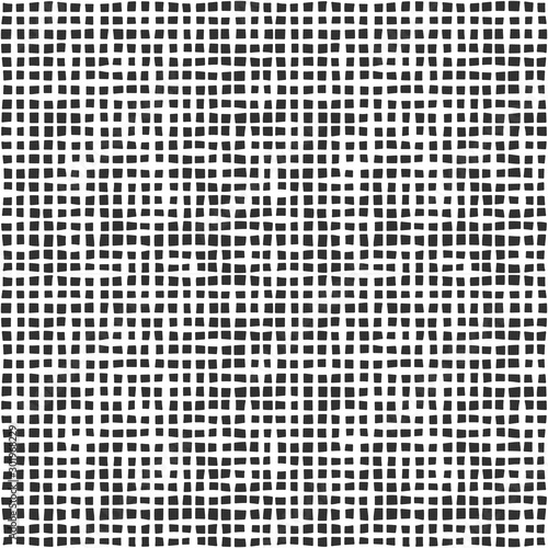 Fabric seamless pattern with textile mesh texture, black on white background. Simple wallpaper doodle grid, grunge canvas backdrop, monochrome design element