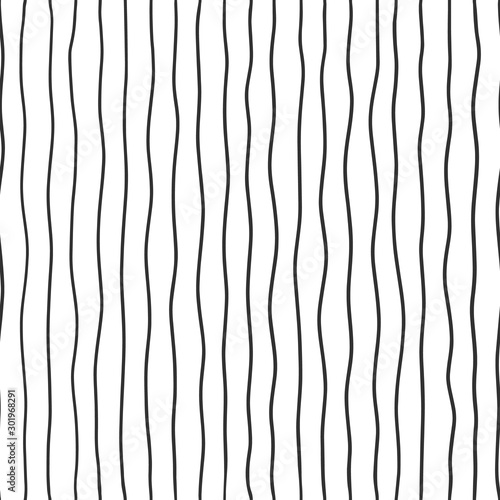 Fabric seamless pattern with textile line texture, black on white background. Simple wallpaper doodle stripes, grunge backdrop, monochrome design element