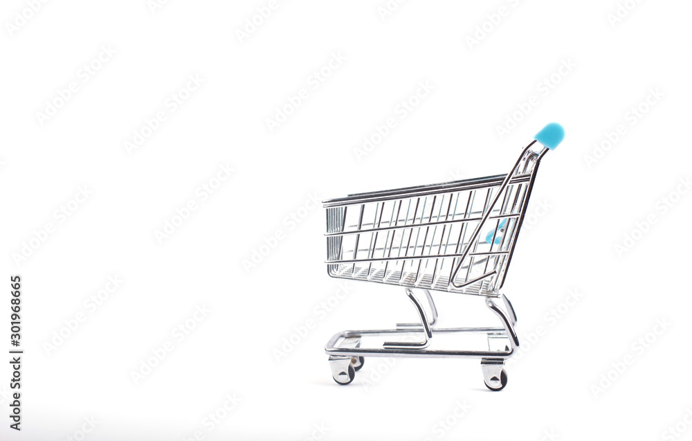 Empty classic shopping cart isolated on white background Empty classic shopping cart isolated on white background