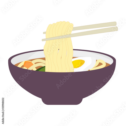 Asian noodle soup vector illustration