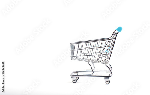 Empty classic shopping cart isolated on white background