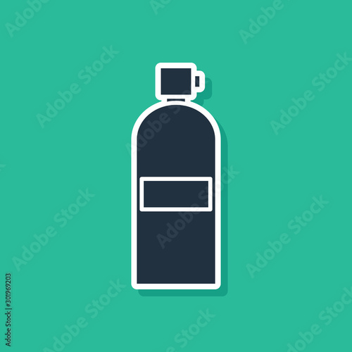 Blue Aqualung icon isolated on green background. Oxygen tank for diver. Diving equipment. Extreme sport. Diving underwater equipment. Vector Illustration