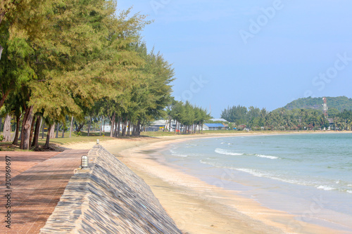 White sand beach in a tropical. Blue Lagoon Beach in Mueang Prachuap Khiri Khan at thailand © suthon