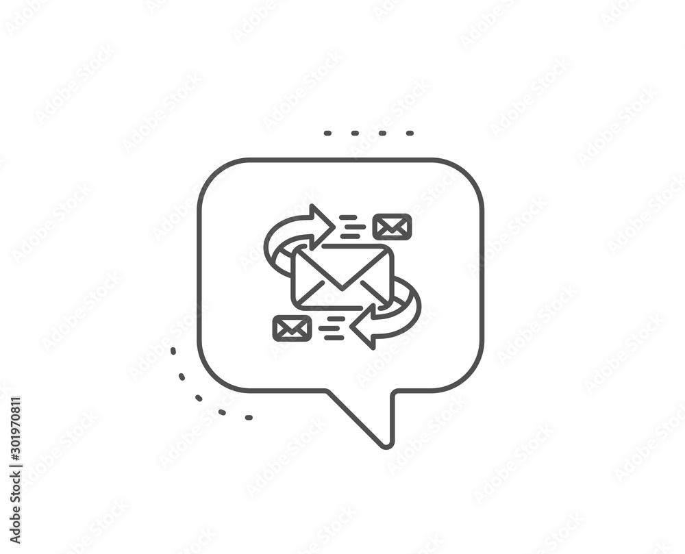 Mail line icon. Chat bubble design. Communication by letters symbol. E-mail chat sign. Outline concept. Thin line e-Mail icon. Vector Mail line icon. Chat bubble design. Communication by letters symbol. E-mail chat sign. Outline concept. Thin line e-Mail icon. Vector
