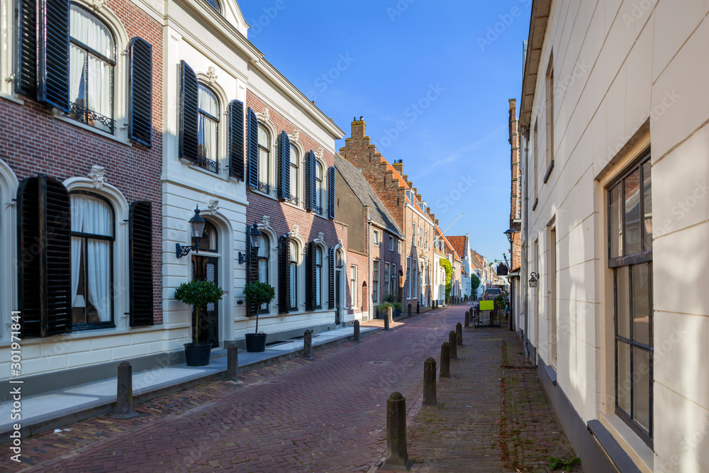 Old historical street in Vianen in the Netherlands