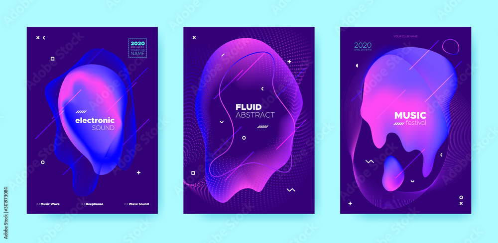 Trance Music Poster. Wave Gradient Blend. Disco 