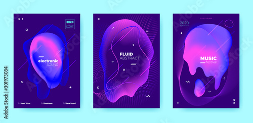 Trance Music Poster. Wave Gradient Blend. Disco 