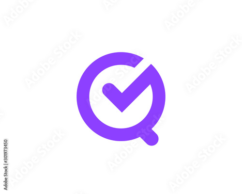 Letter Q with check mark logo icon design template elements