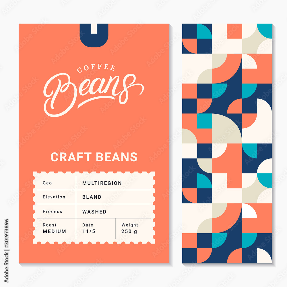 Coffee roasted beans packaging design - obrazy, fototapety, plakaty 