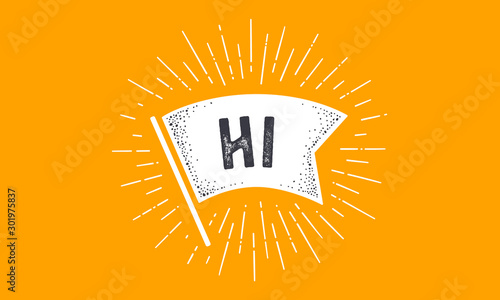 Flag Hi. Old school flag banner with text